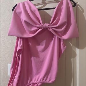 Pink One-Piece with Oversized Bow
